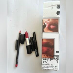 MAC LIP PREP RED 3 Set LIP PENCIL RUBY WOO RETRO MATTE LIPSTICK RUBY WOO NIB